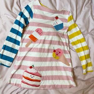 Mini boden applique Striped Long Sleeve Ice Cream tunic